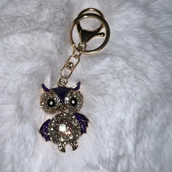 4/$10 Bundle Sale: Lovely Owl Rhinestone Crystal Keyring - Picture 1 of 2
